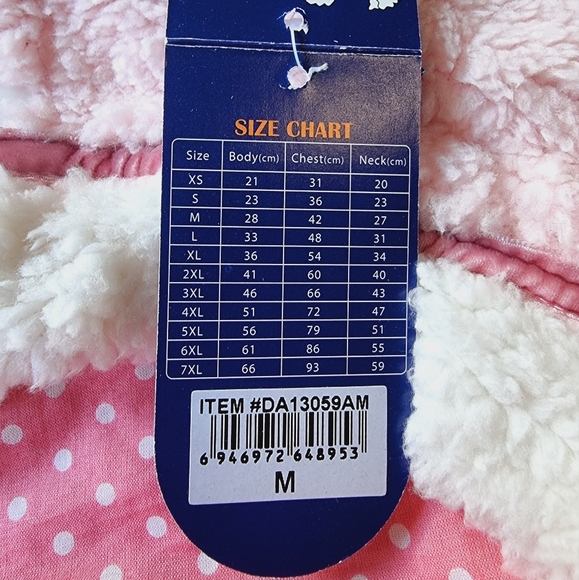 ๐๏ธ Dobaz Sherpa Pink Polka Dot Dog Hoodie Sweater Size M - Picture 9 of 10